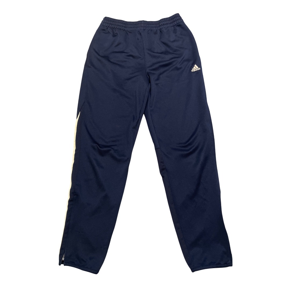 Adidas Navy Blue Athletic Track Pants 3 Stripe ClimaCool Youth L Activewear Zip
